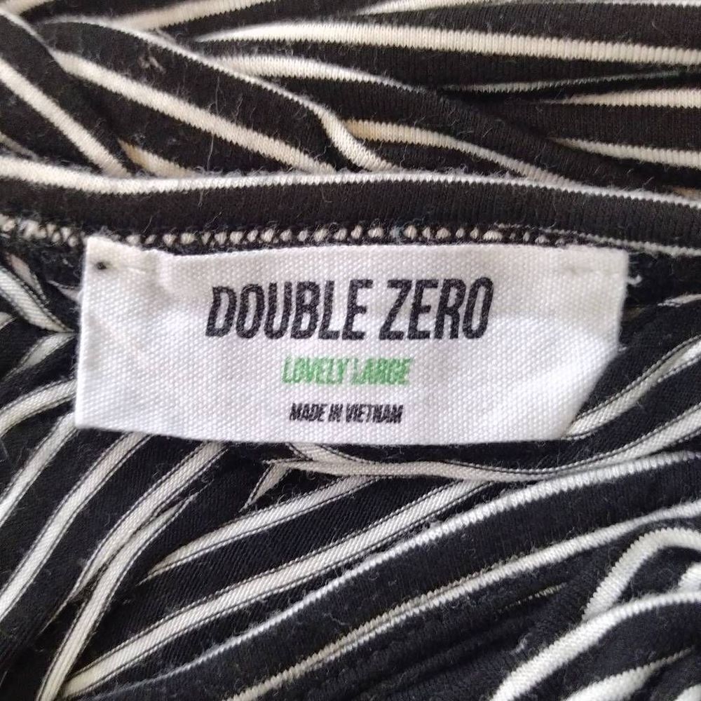 Double Zero Black White Striped Long Sleeve Top Sz L Womens Blouse Stretchy Tee - Picture 5 of 6